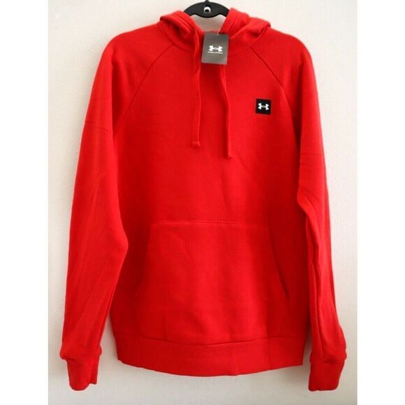 Under Armour 1357092-600 Men's Sz Small Red UA Rival Fleece LC Logo Hoodie - Picture 1 of 8